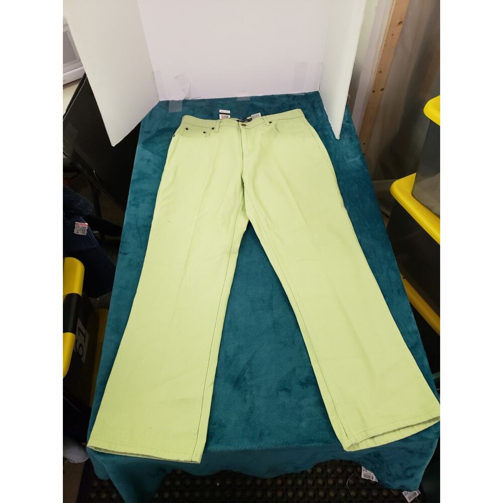 Bill Blass Jeans Size 14 Womens Green Ladies Pants Cotton Low Rise Bootcut NWT